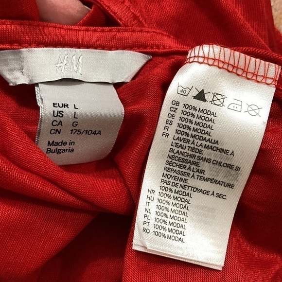 H&M Red Draped Cowl Neck Sleeveless Modal Top Large - Picture 8 of 8